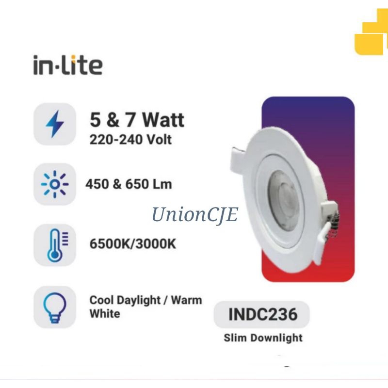 Lampu SpotLight Downlight 5 Watt INLITE INDC236 Adjustable Bergaransi