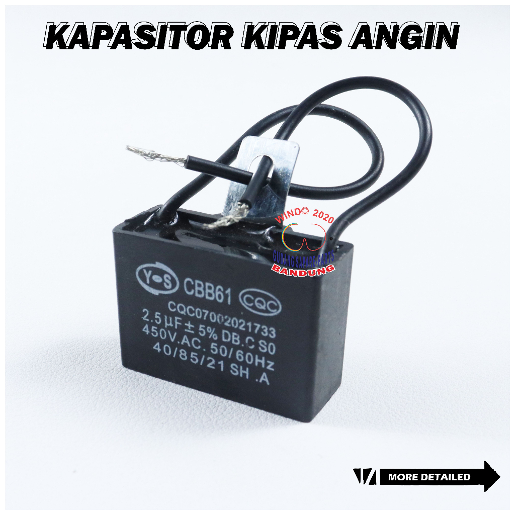 KAPASITOR KOTAK KABEL 2,5UF | KAPASITOR FAN | 2,5 UF | KAPASITOR KOTAK KIPAS ANGIN | KAPASITOR KABEL KOTAK