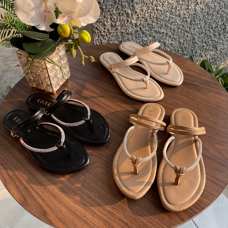 KOAKI (NR02)- Sandal Santai Glitter Wanita Teplek (saran up 1 size)