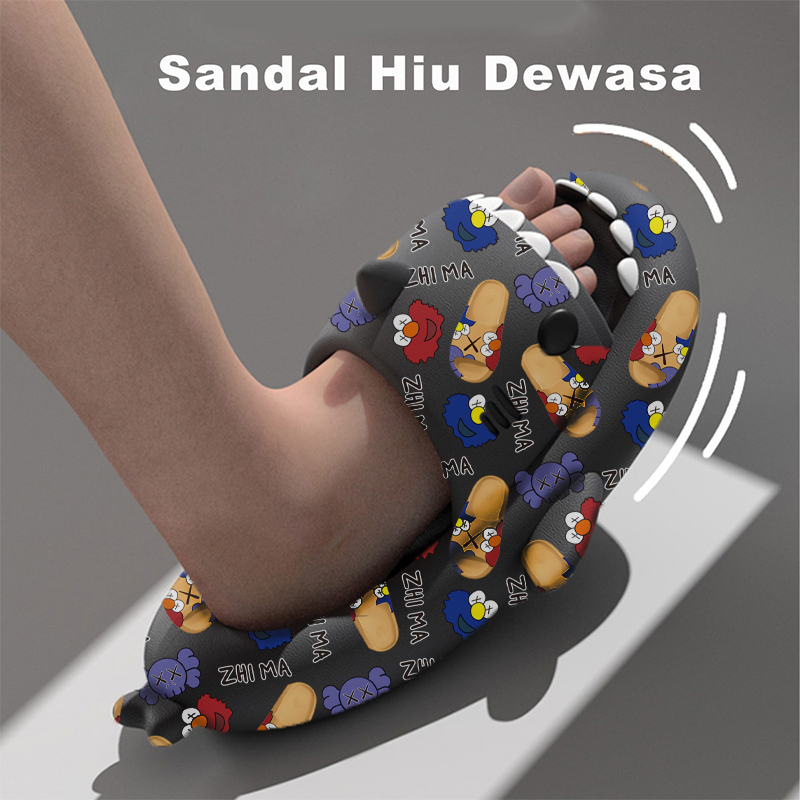 2023 KOMIN-Sandal Hiu Sendal Shark Dewasa Sesame Street Sandal Rumah Eva Lembut Ringan Nyaman Sandal Pasangan Korea Selatan Dalam Kamar Mandi SIZE 36-45