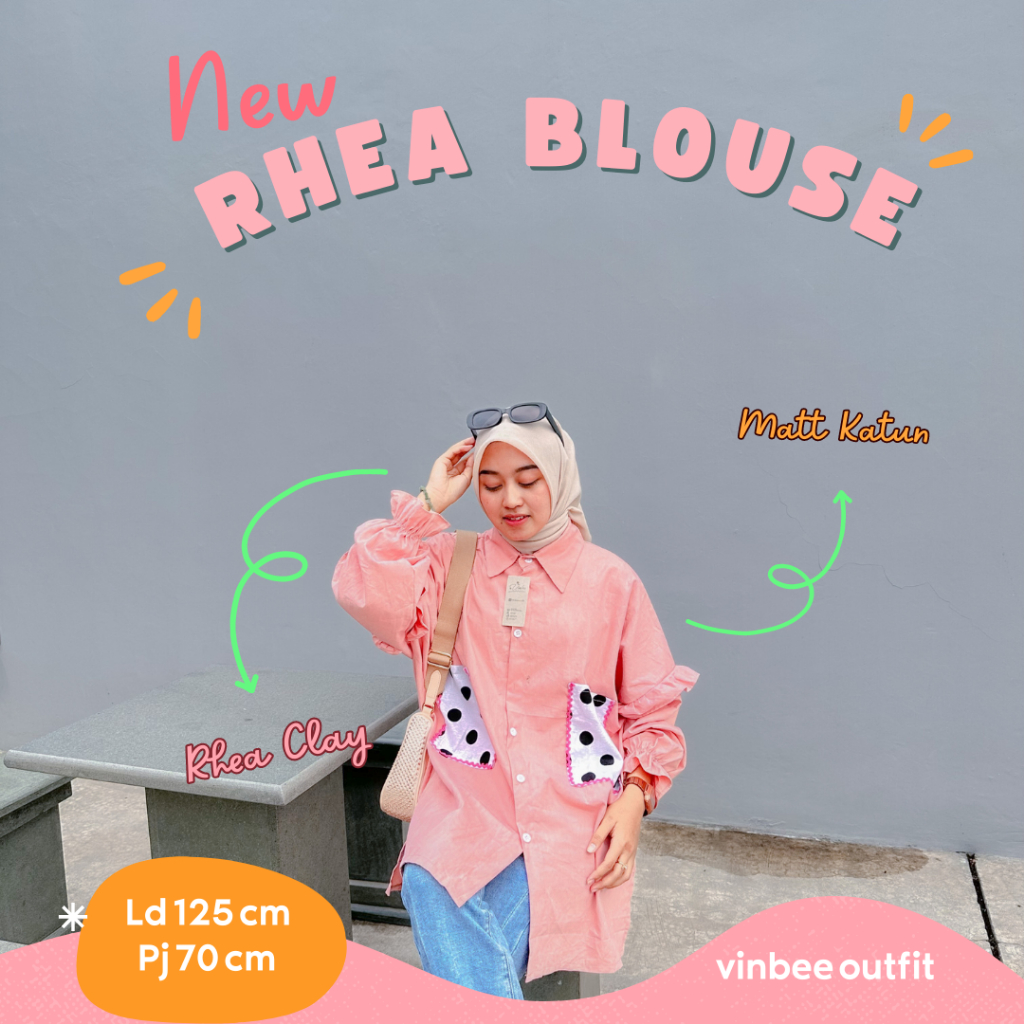 Vinbee - Rhea Blouse - Kemeja Wanita Pocket Polka Katun Poplin