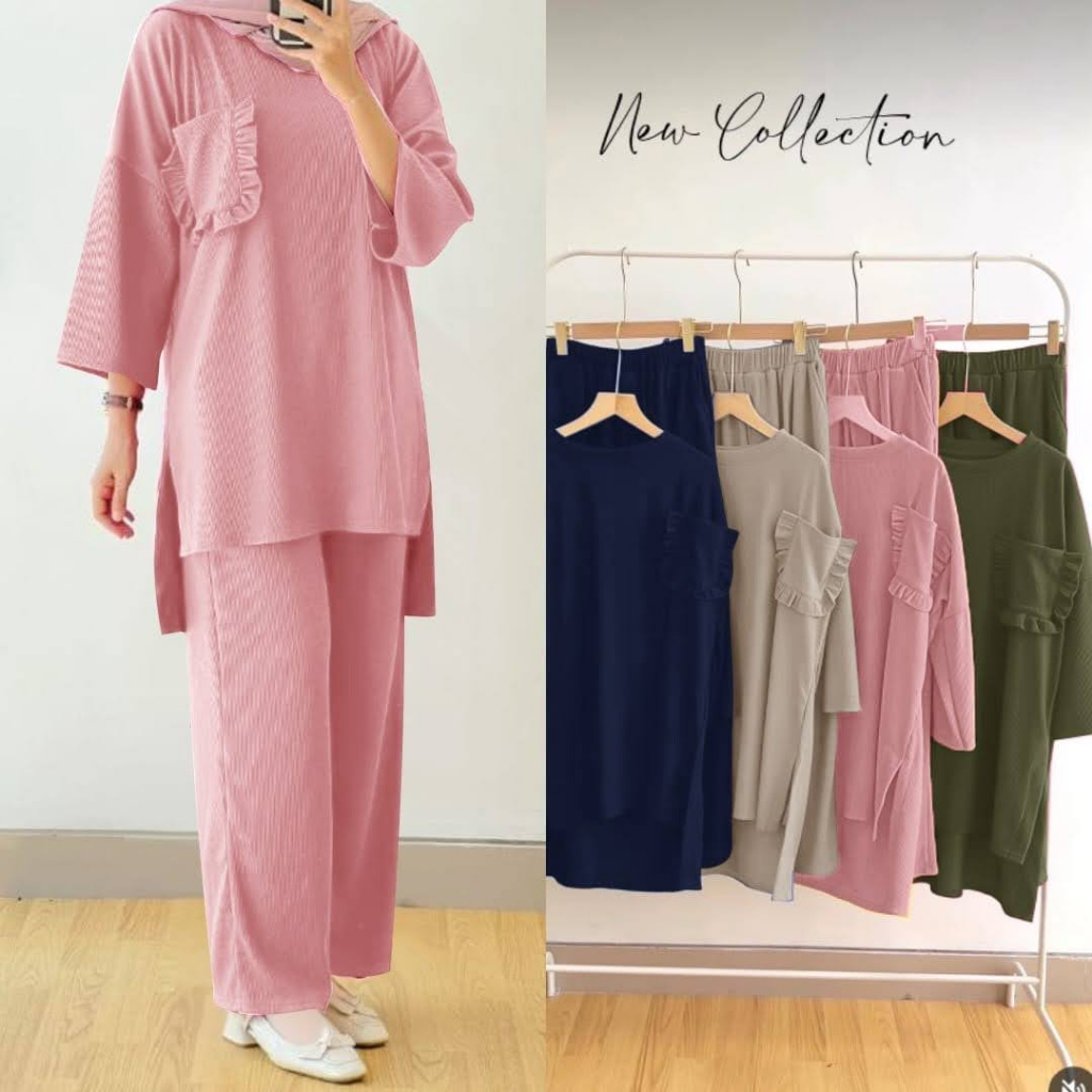 ELDE 12 - VELOVE SET KNIT ( XL - XXL - 3XL ) SETELAN RAJUT BAHAN MANGO KNIT IMPORT HALUS DAN TEBAL + CELANA KULOT