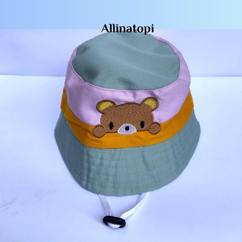 Topi Bucket Anak Kombinasi Tiga Warna Free Bordir Nama/Topi Bucket Anak Costum Nama