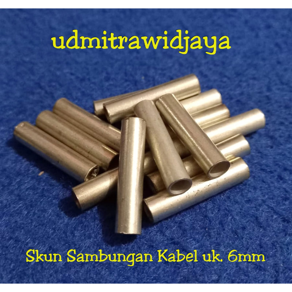 Sambungan Kabel lurus diameter 6mm sambungan kabel aki skun sambungan model lurus skun bulat skun scada skun Y skun bulat Panjang 25mm skun bulat sambungan kabel