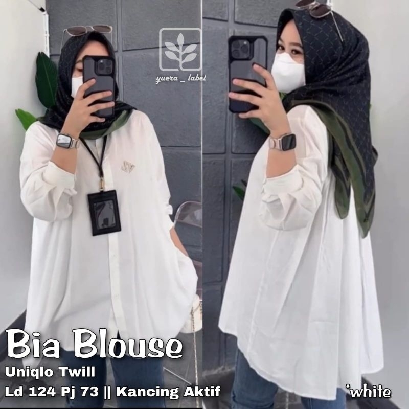 ATASAN KEMEJA WANITA JUMBO/BIA/ATASAN BLOUSE WANITA UNIQLO TWILL IMPORT JUMBO LD 124 CM FIT XXL