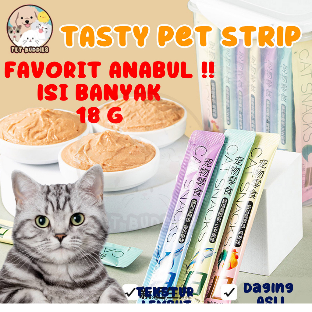 [BONUS] Tasty Pet Strip EKONOMIS 18g Large Size Termurah Cemilan Snack Makanan Kucing Wet Cat Food