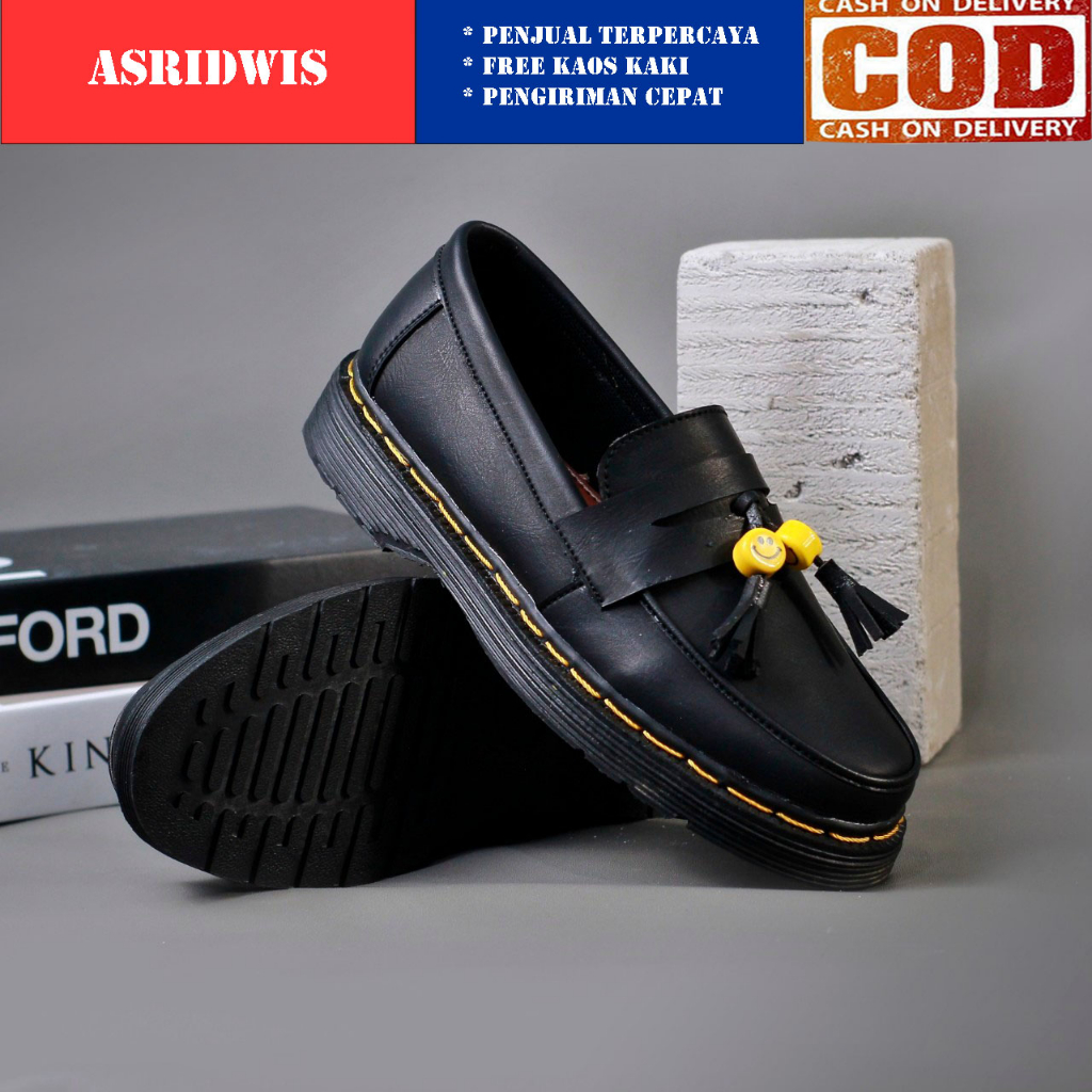 Sepatu Slip On Formal Pria Sol Docmart Terlaris Karet Mentah Asli