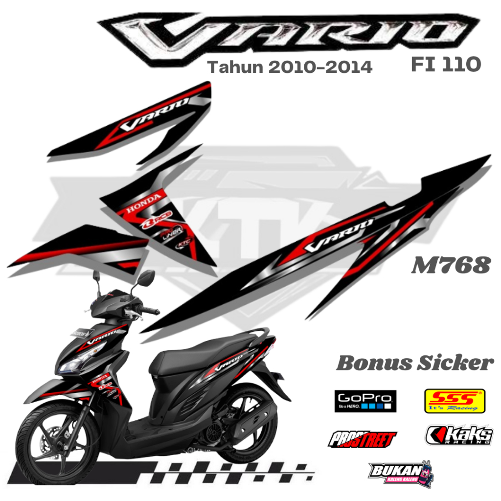 Lis Stiker Striping Honda Vario FI 110 M768 Tahun 2010 2011 2012 2013 2014 List Sticker Aksesoris Va