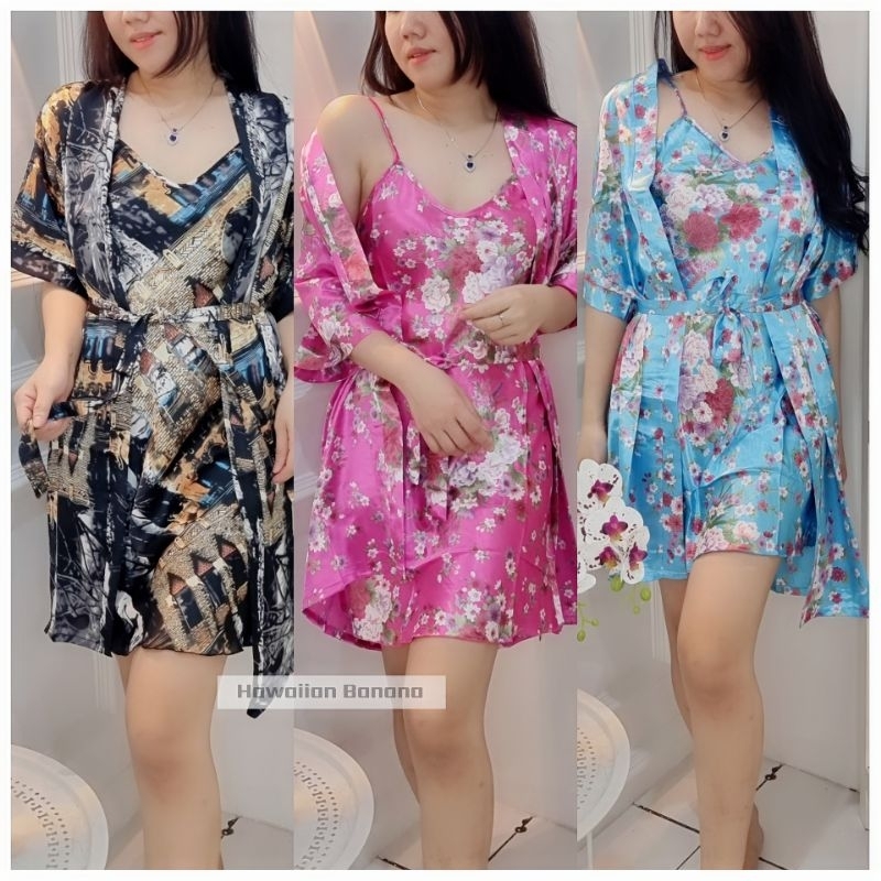 DASTER KIMONO SEXY 2IN1/ DRESS SATIN SATU TALI IMPORT PREMIUM