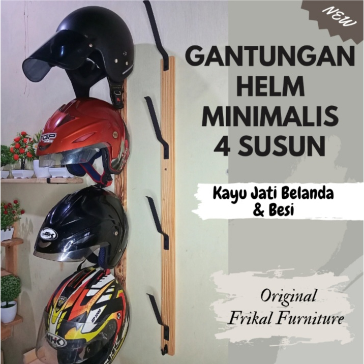 Rak helm motor / Gantungan helm motor / Tempat helm motor 4 susun tempel dinding