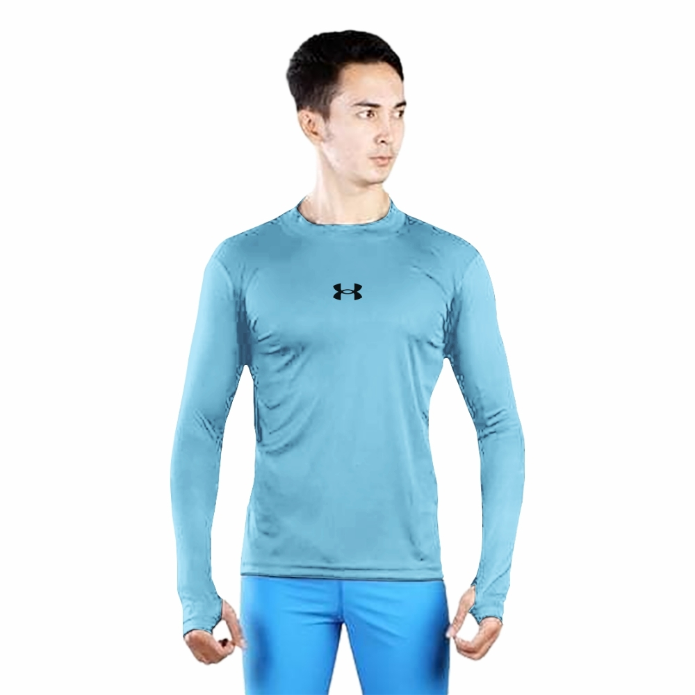 Manset Lengan Panjang Size XL Pria Wanita Daleman Baju Kaos Baselayer Olahraga Manset Sport Warna Biru Langit