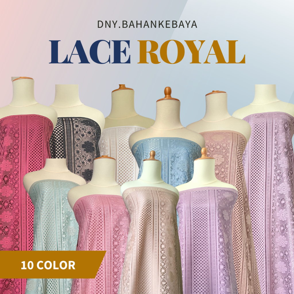 Kain Brokat Brukat Lace Salur Royal Premium Warna Broken White, Hitam, Maroon, Dusty Pink, Coklat Su
