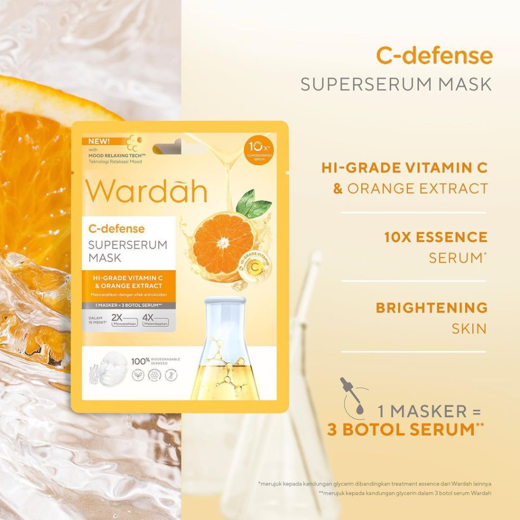 WARDAH Superserum Mask Series Indonesia / Masker Wajah 20ml / Lightening / Crystal Secret Radiance Serum /Nature Daily / C-Defense / Acnederm / Brightening Acne Moisturizing / Mencerahkan Melembabkan Berjerawat / Skincare Face Care / Facial Essence Sheet