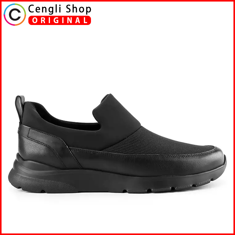 ANM01 SEPATU SLIP ON ANDREW PRIA ORIGINAL CASUAL ALL FULL BLACK HITAM POLOS