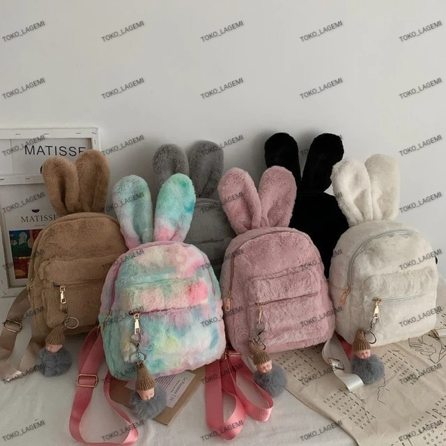 Tas Ransel Bulu Halus Wanita BESTIE RABBIT Tas Lucu Bulu Lembut Tas Perempuan