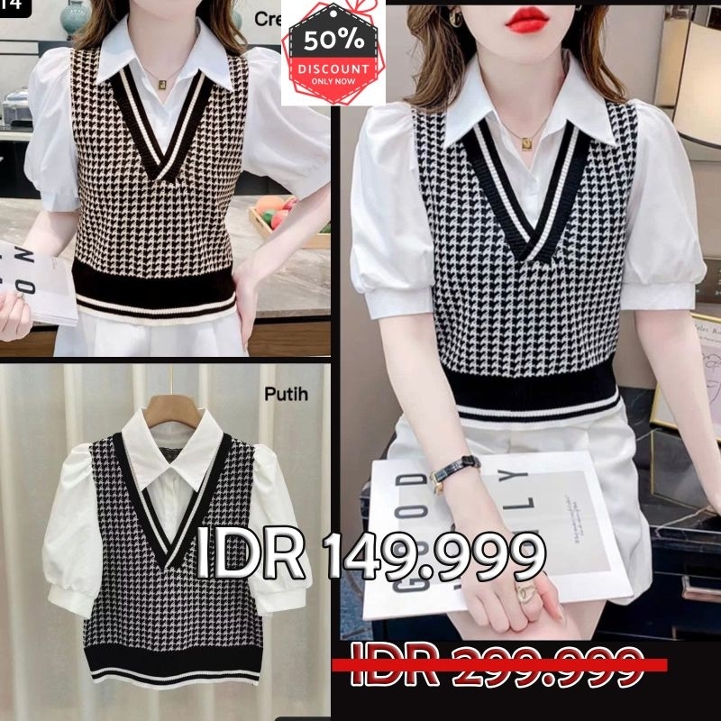 Atasan Rajut import Bangkok kombinasi katun