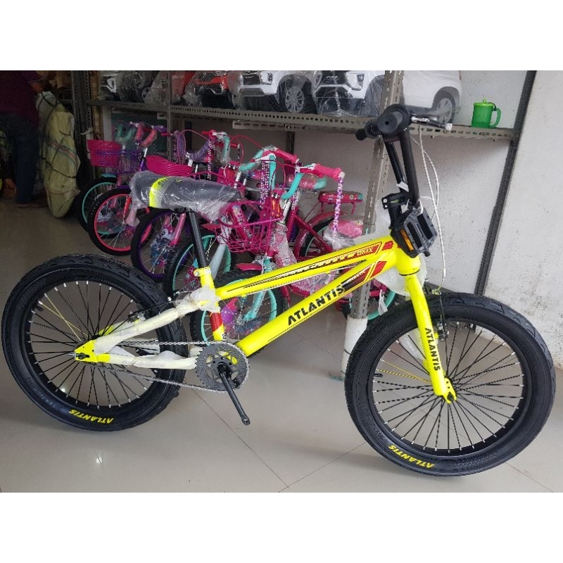 Sepeda BMX 20 inch ATLANTIS ( BAN JUMBO 3.0 ) ( WARNA KUNING / HIJAU STABILO )