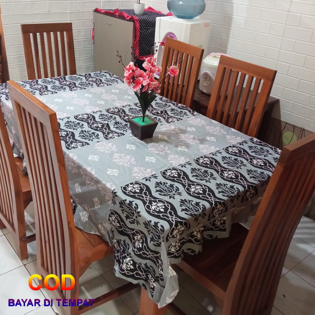 ✅COD Taplak Meja Makan 6 Kursi 140x200 Kain Katun Model Rumbai Dekorasi Kitchen Set Perlengkapan Dapur Rumah