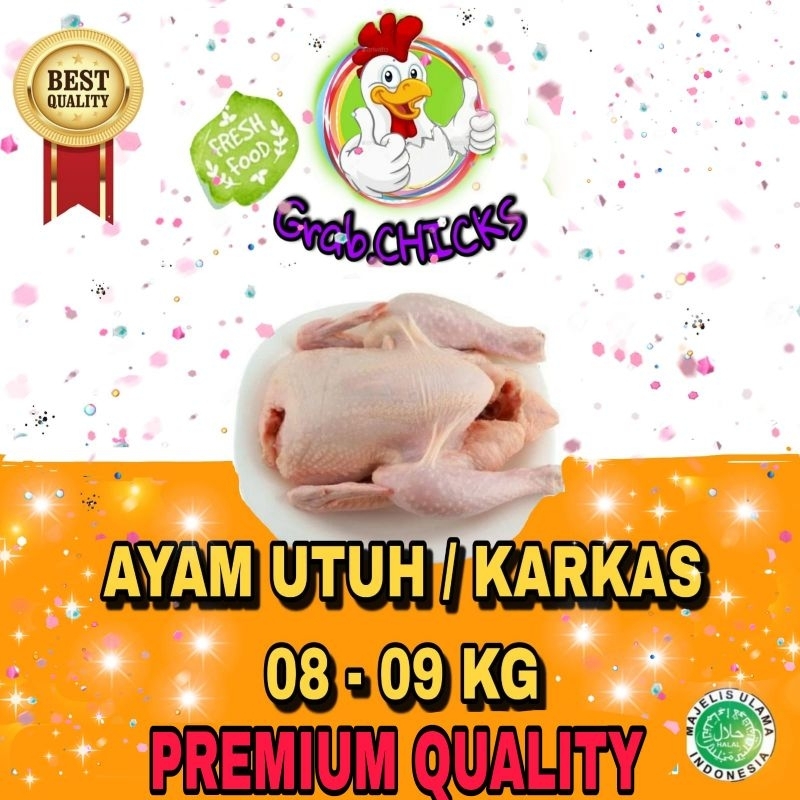 

Ayam Utuh 0.8 - 0.9 / Ayam Karkas 0.8 - 0.9 / Whole Chicken 0.8 - 0.9 kg