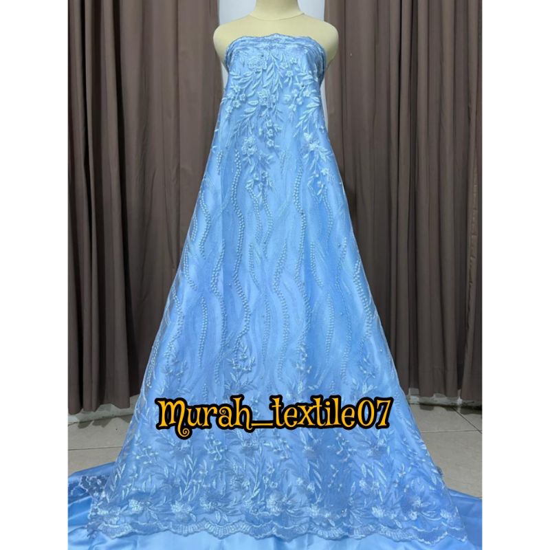 Kain Tile Tulle / Bordir pinggiran/Bahan kebaya harga per 0, 5m