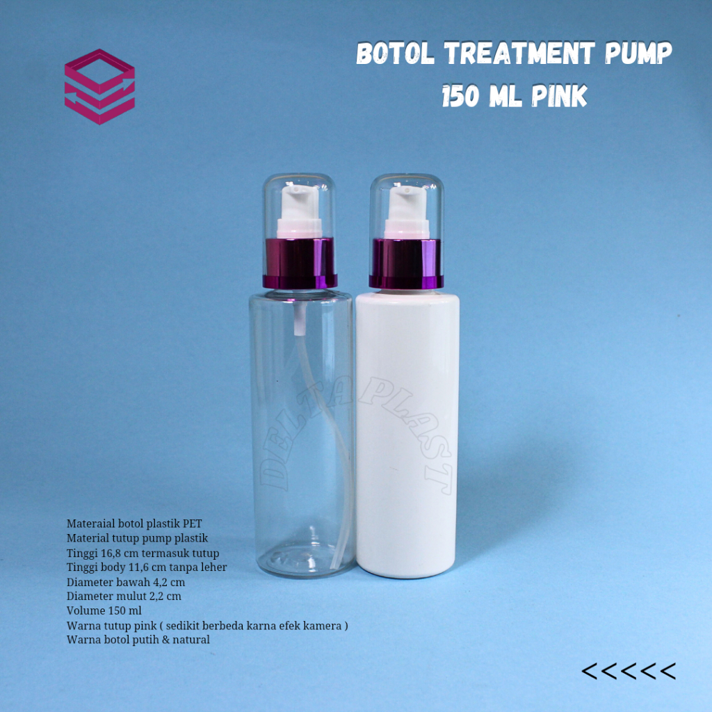 Botol treatment pump 150ml RF / Botol pump 150ml / Treatment pump pink fullcap
