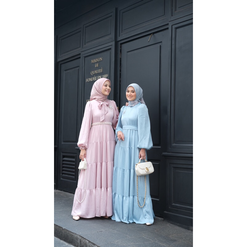 Marwah dress / dress wanita premium / dress muslimah mewah / dress busui mewah / dress polos premium / dress pesta muslimah / dress kondangan wanita