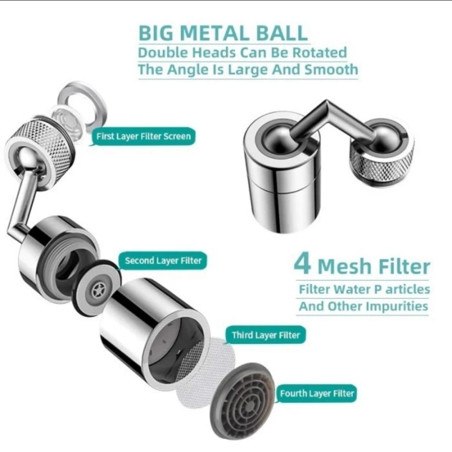 Faucet Extender Sambungan Kepala Kran Segala Arah Wastafel Keran Air A