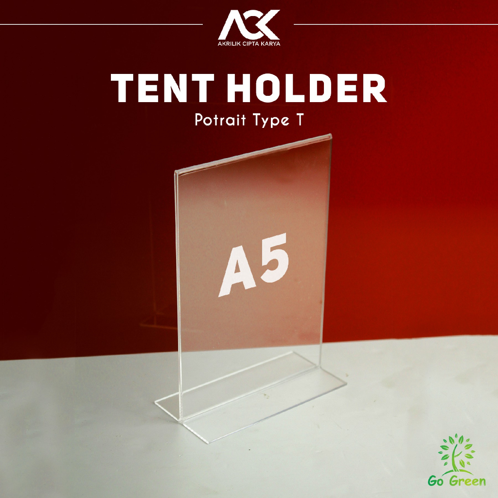 

Tempat Brosur Meja Akrilik A5 T Type / Acrylic Tent Card Holder A5 / A5 T Type 2 Sisi