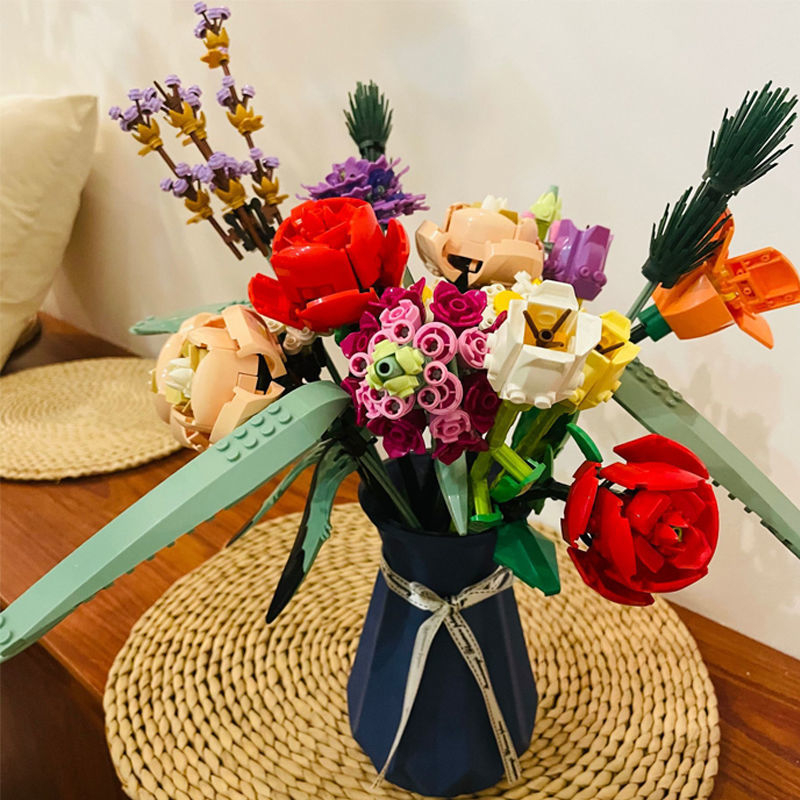 Flower Rakitan Balok Bangunan Buket Bunga Immortal Untuk Bunga Block Mainan