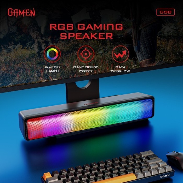 Speaker GAMEN GS8 Multimedia Gaming Soundbar RGB Lights ORIGINAL