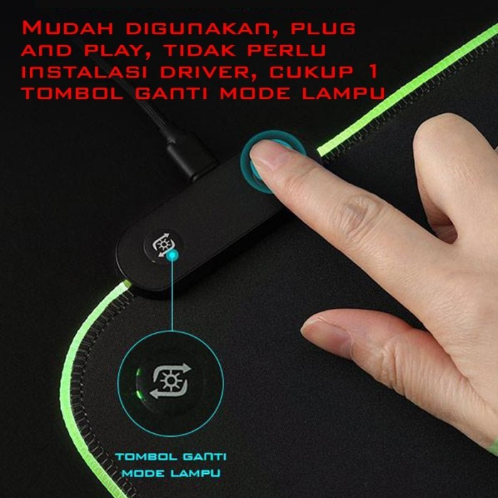 Mousepad Gaming LED RGB Anti Slip Dengan Lampu GAMEN GP-Halo Black