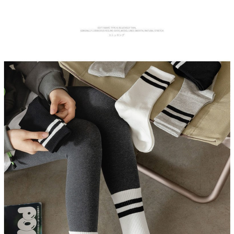 Kaos Kaki Wanita Trend Black White Grey Women Socks SCH055