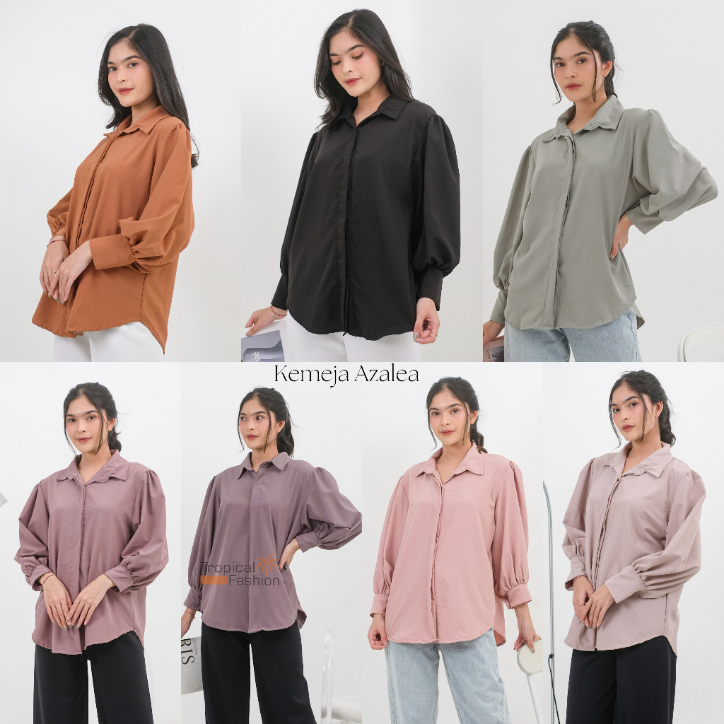 Kemeja Azalea Atasan Wanita Blouse Lengan Balon Panjang Terbaru Korean Style