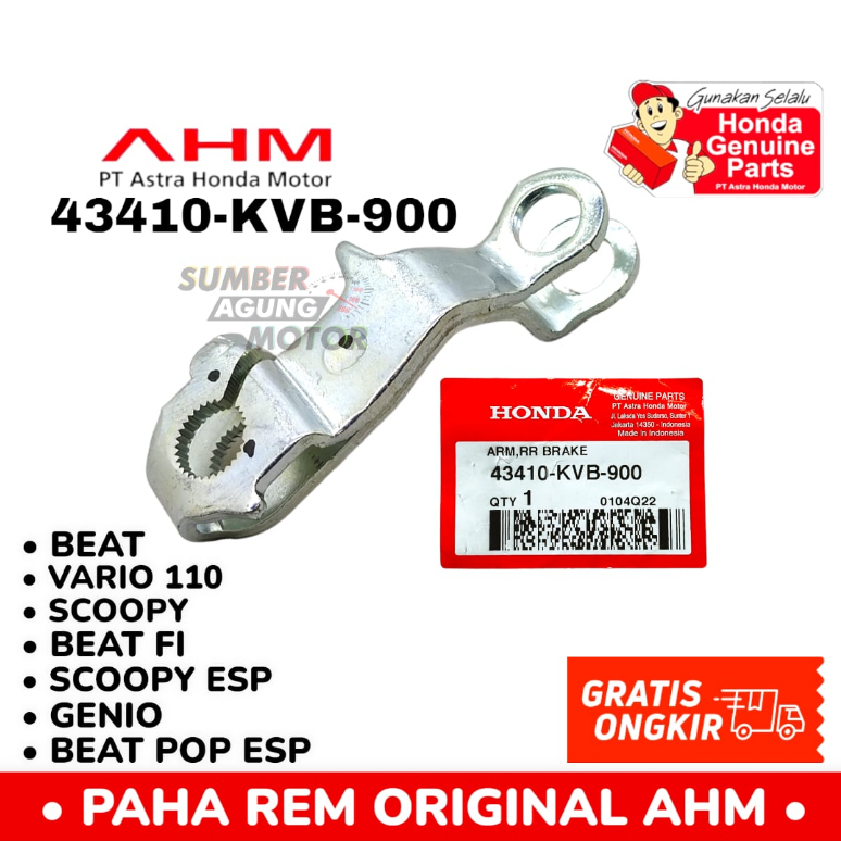 TUAS PAHA REM BEAT VARIO 110 SCOOPY SPACY VARIO TECHNO BEAT FI BEAT POP BEAT STREET 43410-KVB-900