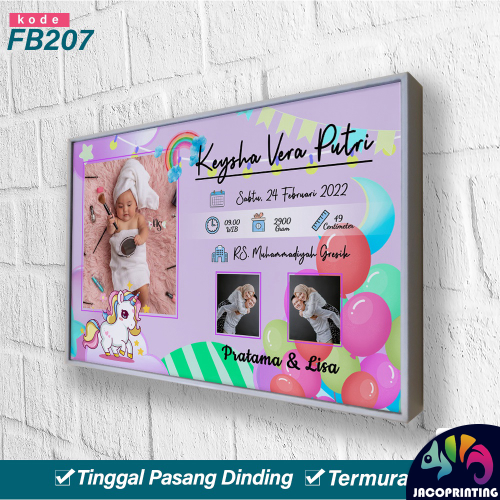 CETAK FOTO Bayi Biodata Bayi Baby Born Fiber Box Premium MDF Cetak UV