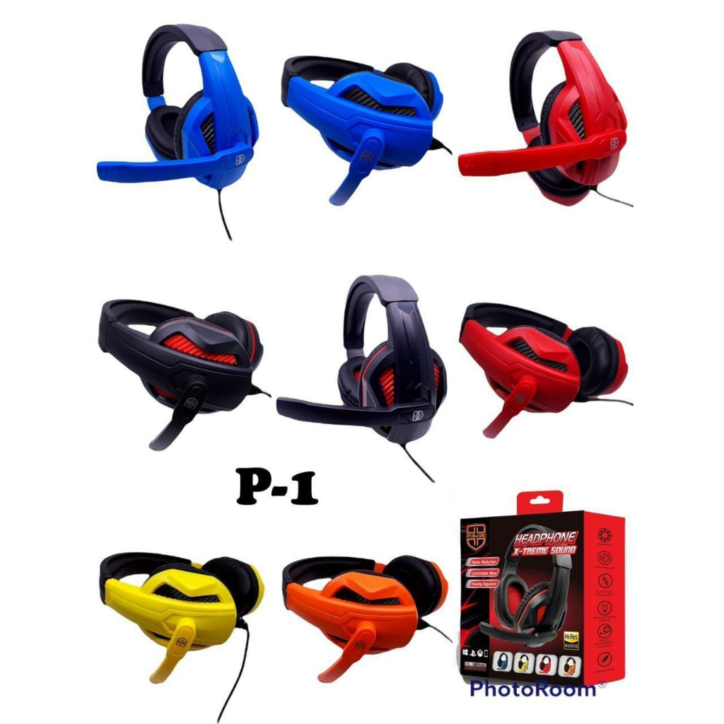 Headset Earphone DJ gaming p1 pinjue super jumbo + MIC + Stell volume