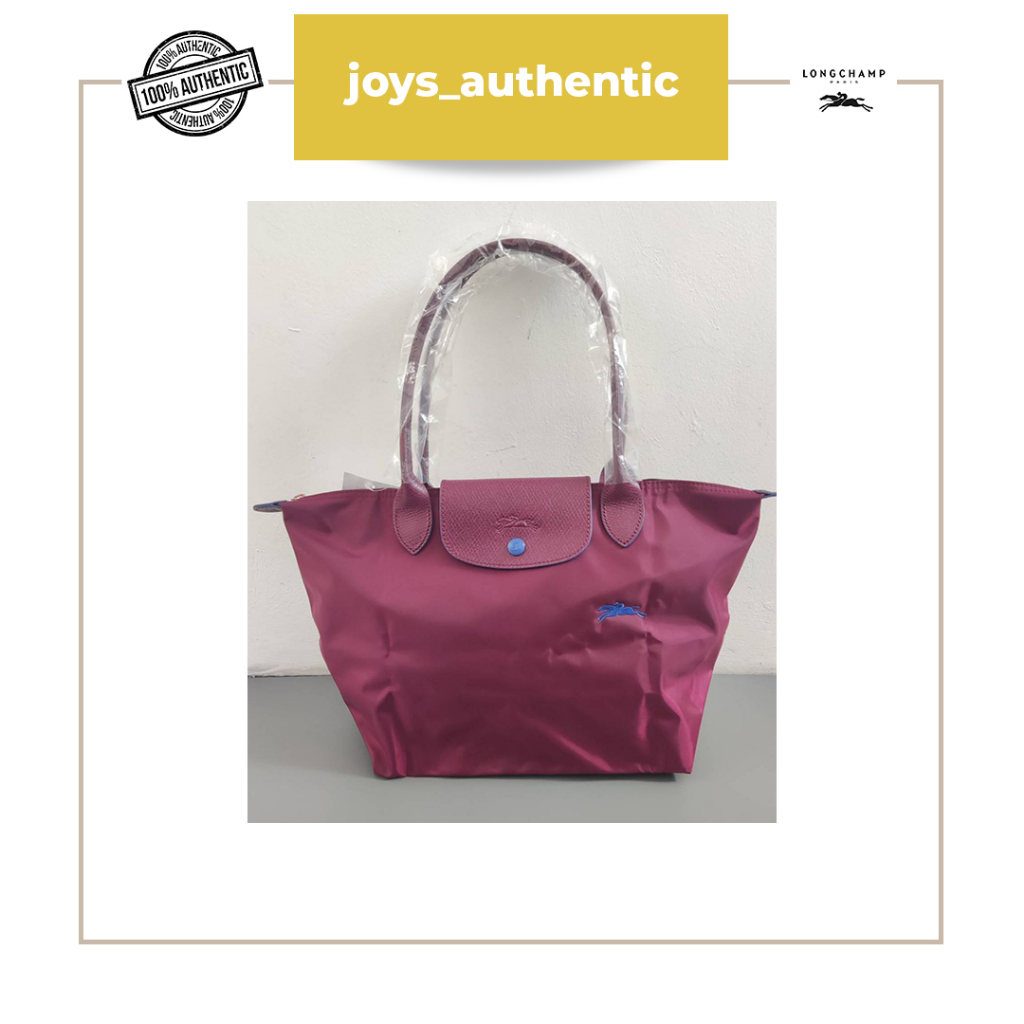 Tas Wanita Longchamp Club Small Long Handle SLH Plum Prune Logo Biru Navy Woman Bag Authentic Origin