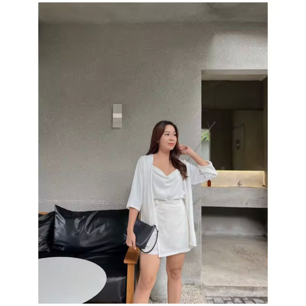 Toply shop Set Cardigan Vanya  / Cardigan + dalaman  / Outer set kekinian korean style cey crinkle primium