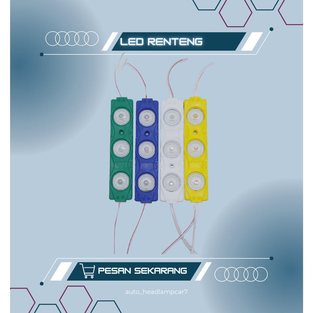 [5 PCS] Lampu LED Modul 3 Mata BESAR 12 Volt dan 24 Volt  SMD 6114 2835 Waterproof