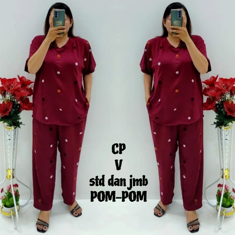 CNC - Stelan Viral Wanita Dewasa Terbaru/Stelan CP Cringkel Pom Pom Motif Timbul Standar Dan Jumbo