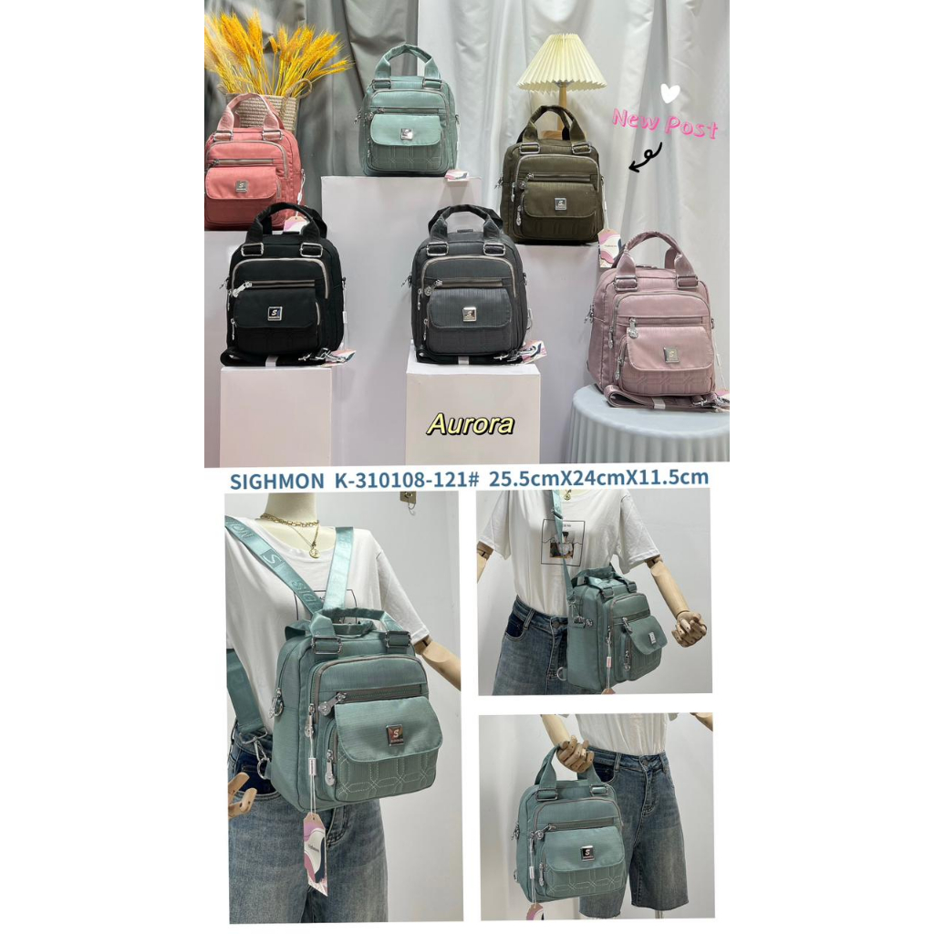 (PINK_IMP)  Sighmon New Import Tas Tas Selempang Wanita . Bahan Parasut Full Emboss