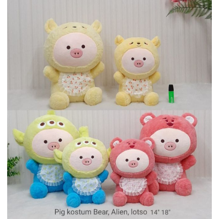 Boneka Pig Kostum Size 14&quot;/35cm/boneka animal/boneka babi/boneka anak lucu/