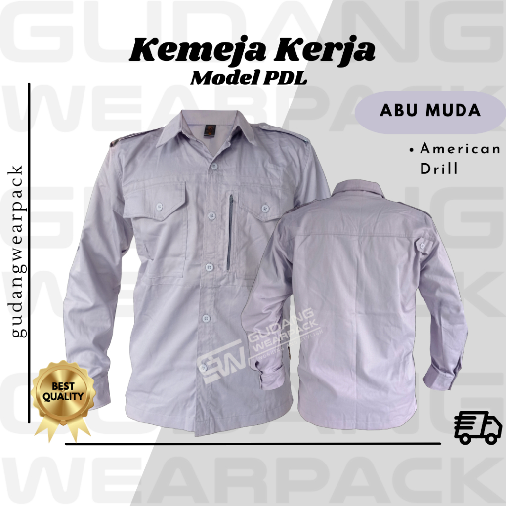 Gudang Wearpack - Kemeja PDL Baju Dinas Lapangan Warna Abu Muda