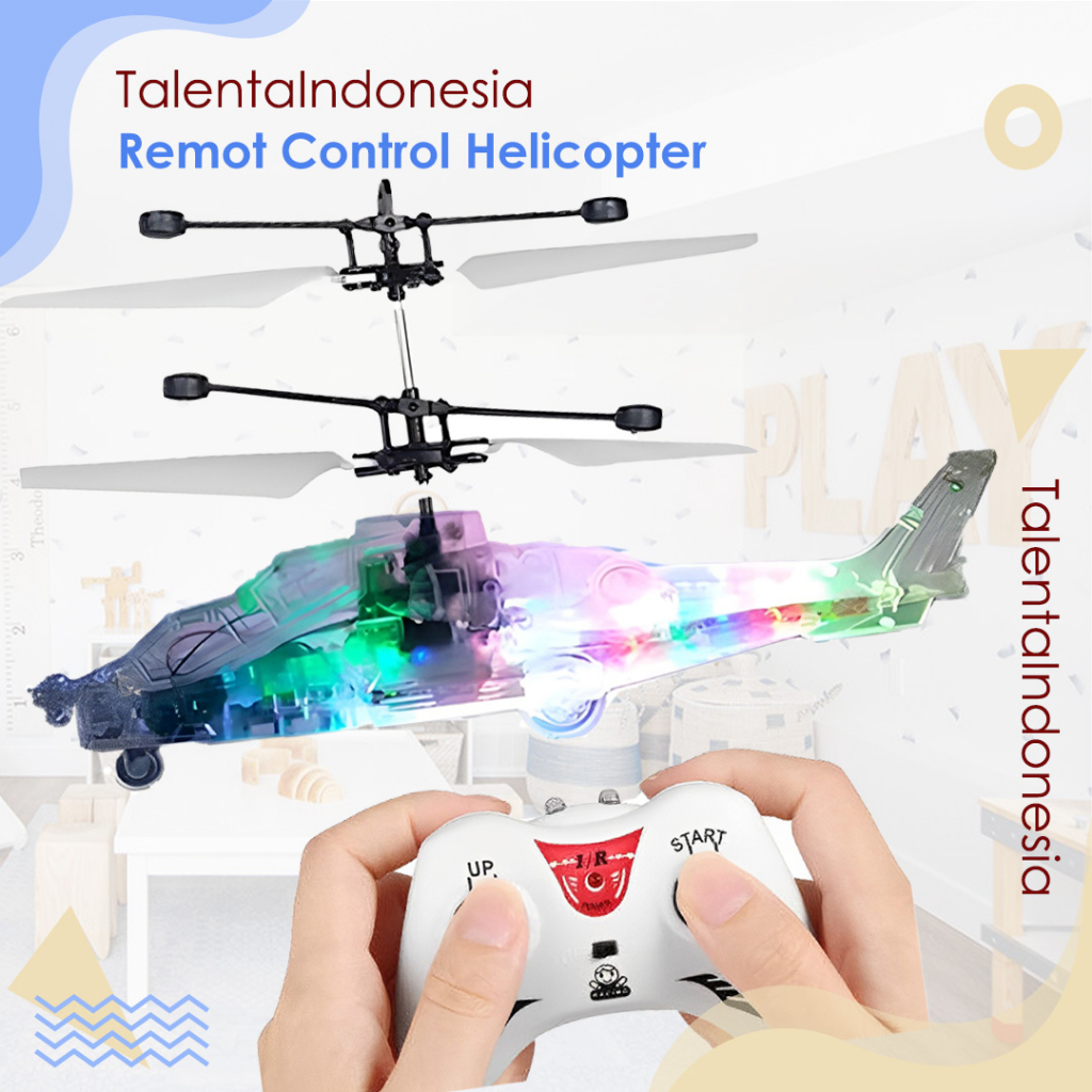 Mainan Anak Helikopter LED Dengan Remote Control Sensor Tangan