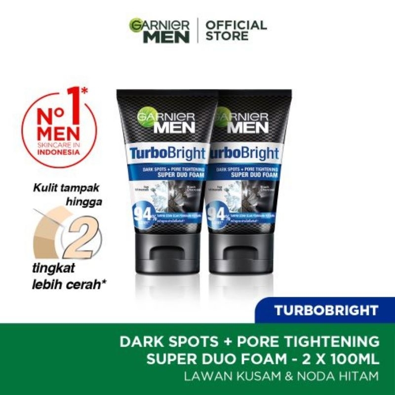 GARNIER MEN TURBO BRIGHT DARK SPOT + PORE TIGHTENING SUPER DUO FOAM