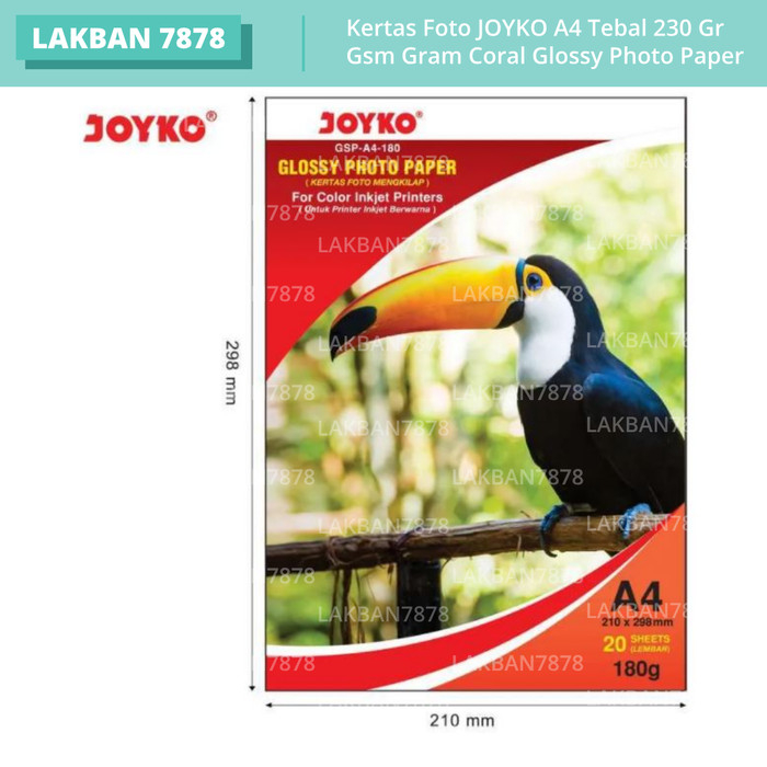 

Kertas Foto JOYKO A4 Tebal 230 Gr Gsm Gram Coral Glossy Photo Paper / Print Foto