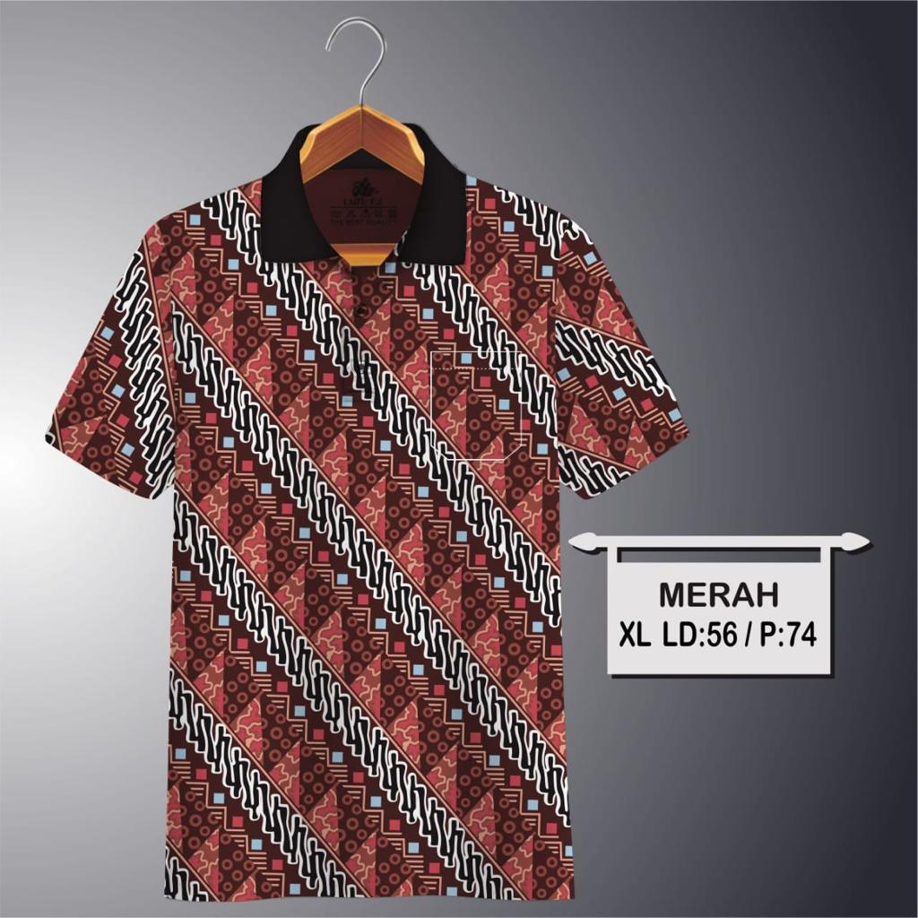 Kaospolos - Kaos motif batik saku dewasa | kaos kerah pria lengan pendek