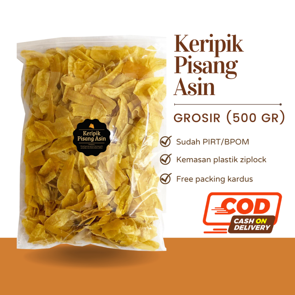 [DELISH SNACKS] Keripik Pisang Asin (Grosir) 500gr / Snack Cemilan Enak Gurih / Camilan Kripik Grosiran Kilo Kiloan