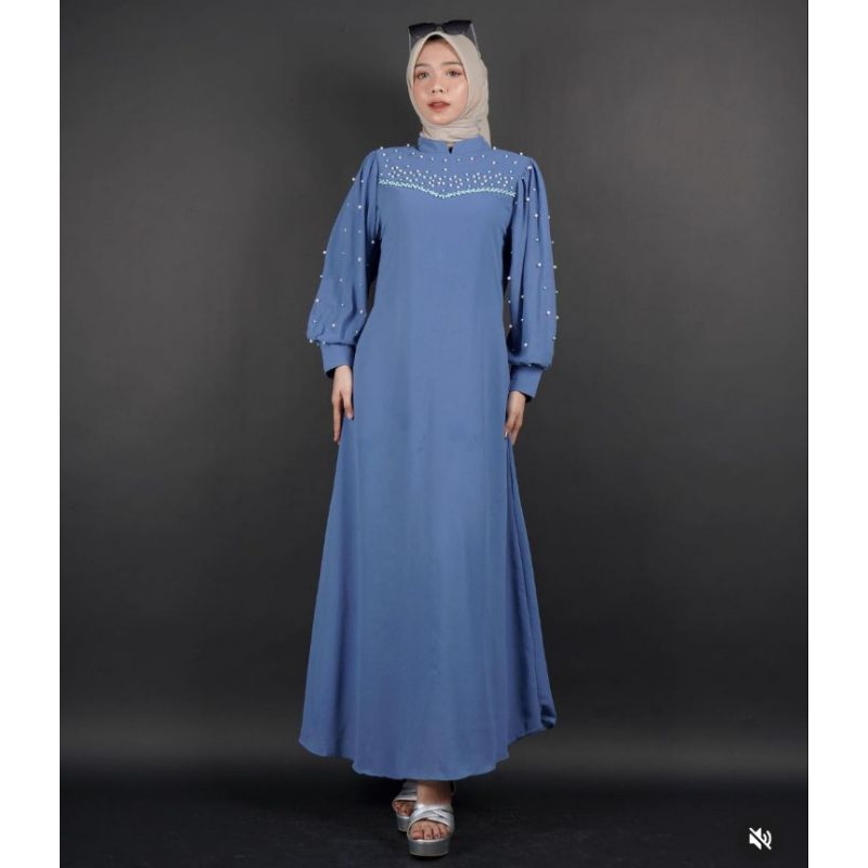 Shenna Dress Payet Mute Mutiara Tembak Premium Full Furing Kombinasi Ceruty Sifon Tebal Nyaman Serag