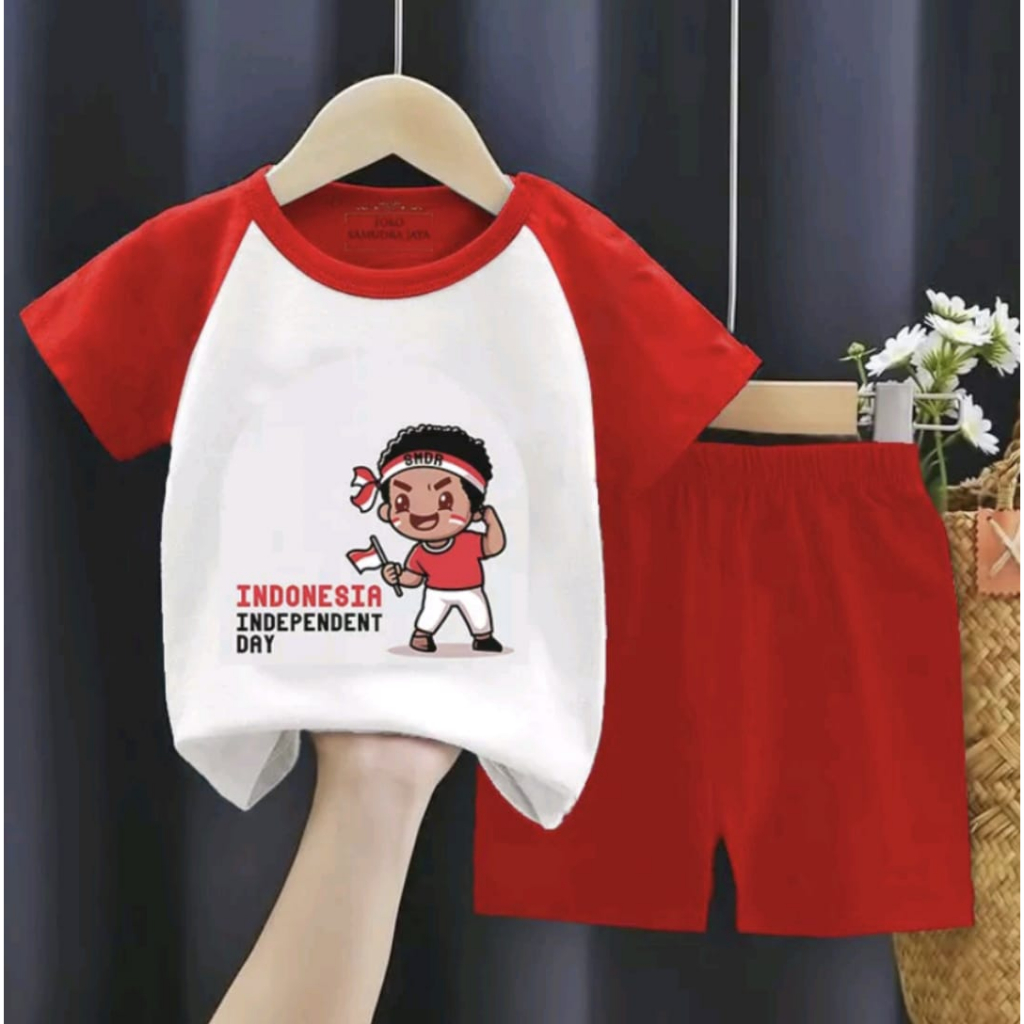Setelan Baju Kemerdekaan 17 Agustus Anak Laki-laki Dan Anak Perempuan Umur 1-8 Tahun